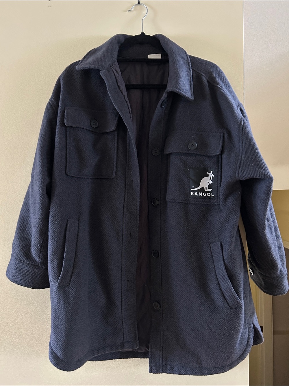Kangol X H&M Mens Shacket Oversize Shirt Jacket Size S Charcoal Gray